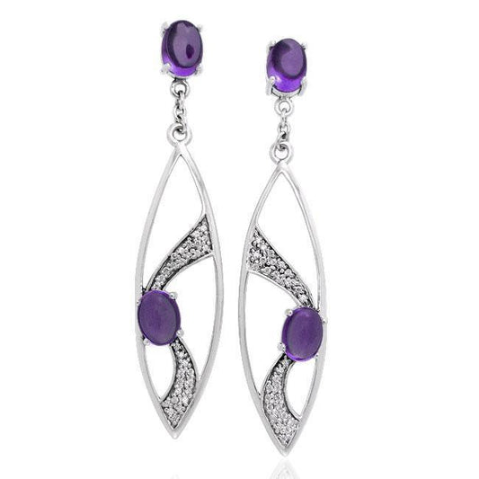 Contemporary Silver Earrings with Gemstones