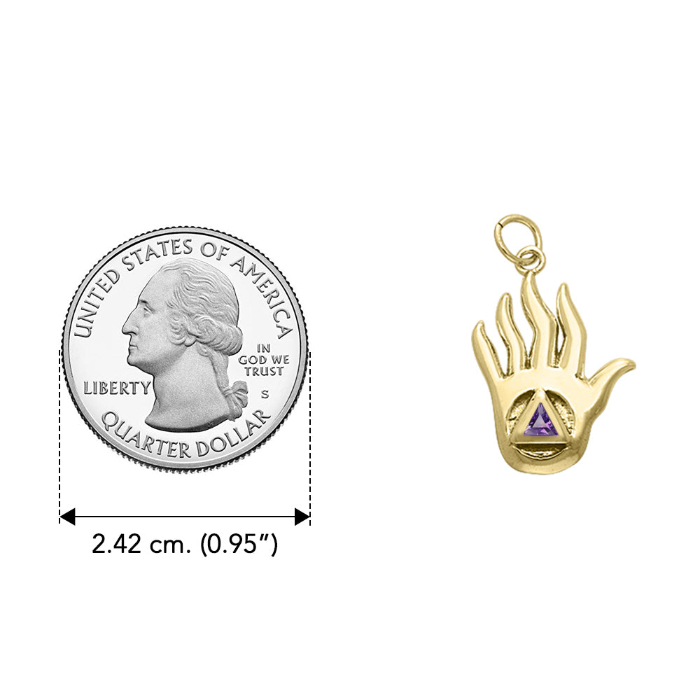 AA Recovery Hand Solid Yellow Gold Charm GCM041