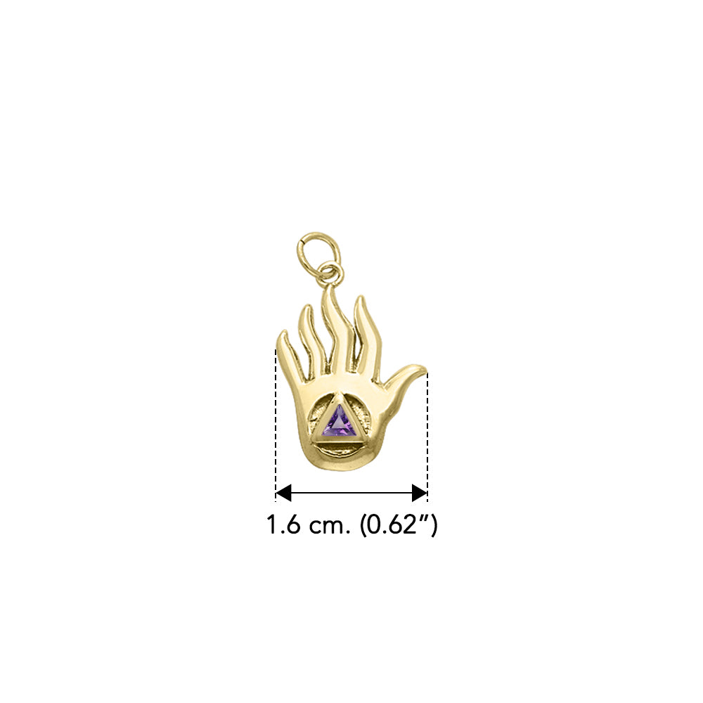 AA Recovery Hand Solid Yellow Gold Charm GCM041