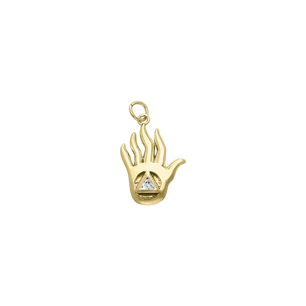 AA Recovery Hand Solid Yellow Gold Charm GCM041