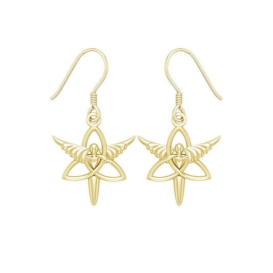 Angel Trinity Knot Sterling Solid Gold Earrings GER1074