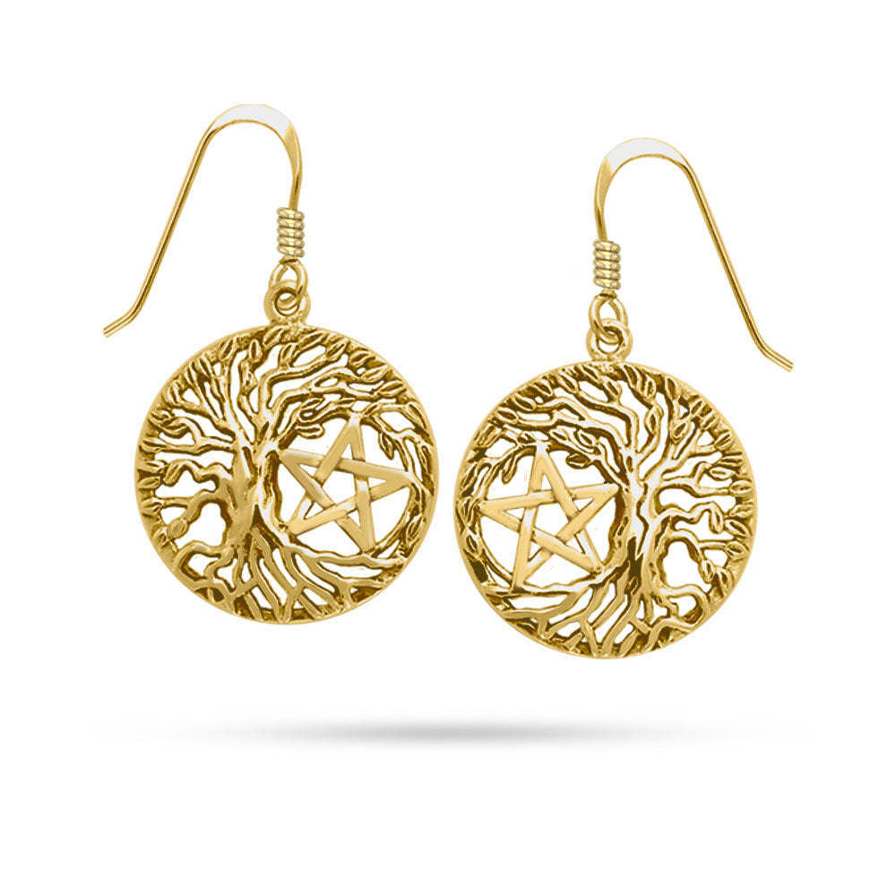 Mickie Mueller Tree Pentacle Solid Gold Earring GER1106