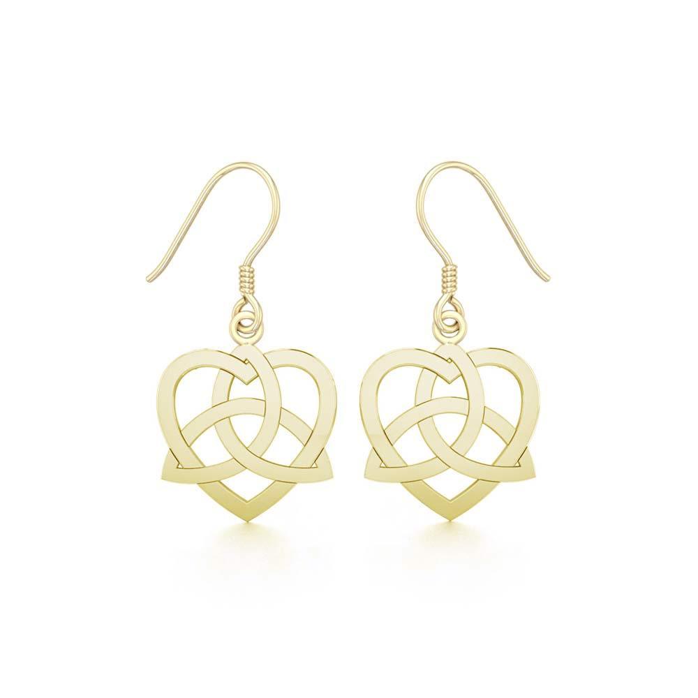 Heart with Trinity Knot Solid Gold Earrings GER1141