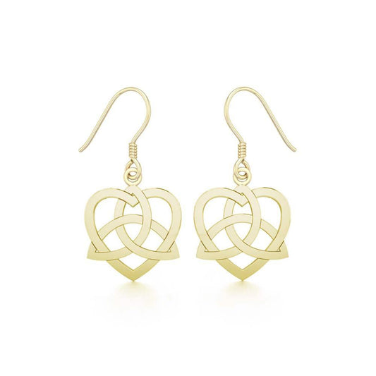 Heart with Trinity Knot Solid Gold Earrings GER1141