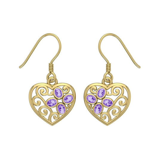 Flower in Heart Shape Solid Gold Earrings GER1238