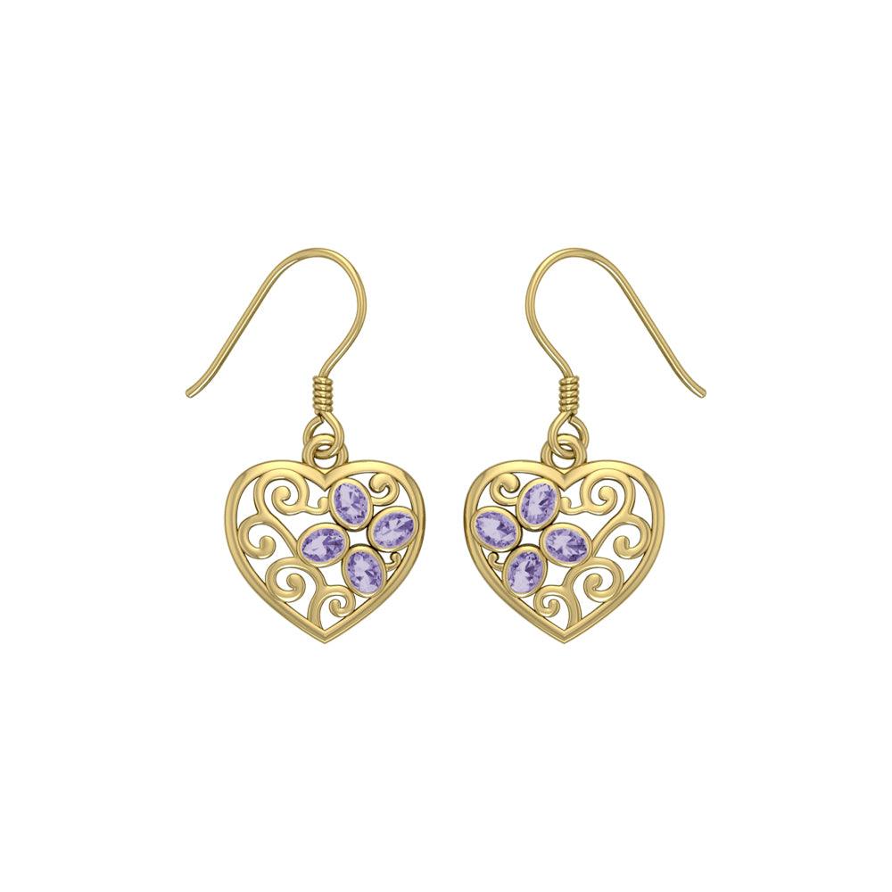 Flower in Heart Shape Solid Gold Earrings GER1238