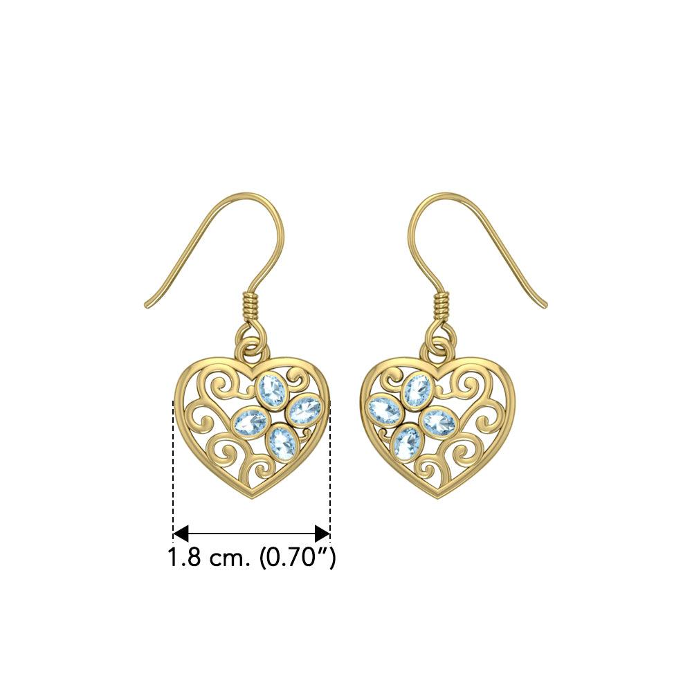 Flower in Heart Shape Solid Gold Earrings GER1238