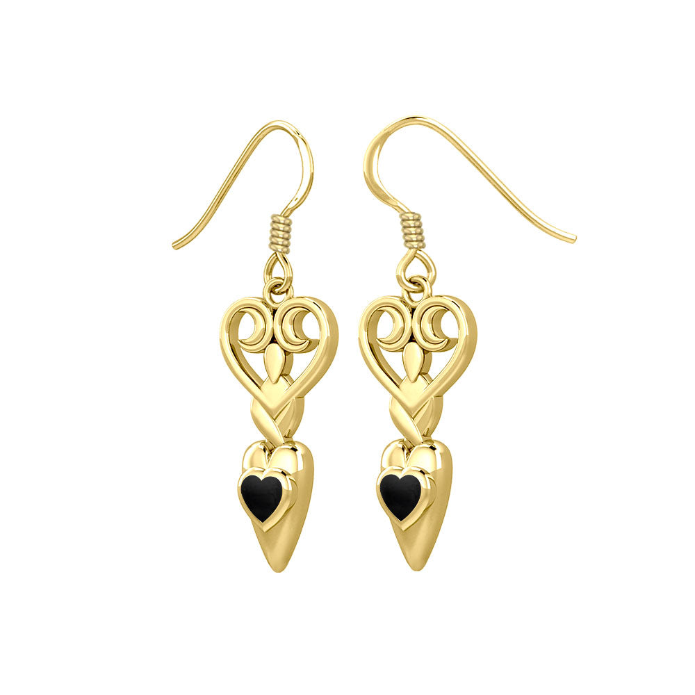 Goddess with Heart Gemstone Solid Gold Earrings GER1918