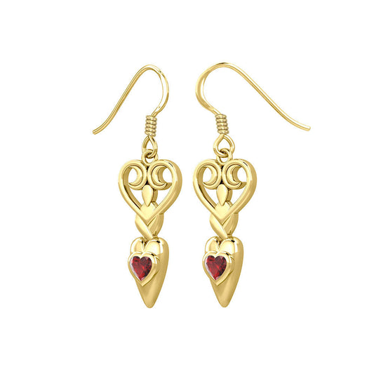 Goddess with Heart Gemstone Solid Gold Earrings GER1918