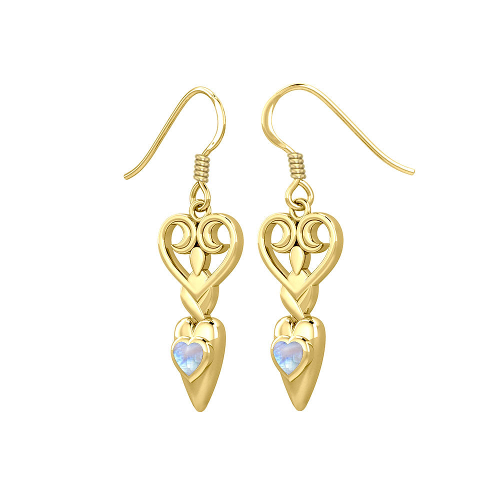 Goddess with Heart Gemstone Solid Gold Earrings GER1918