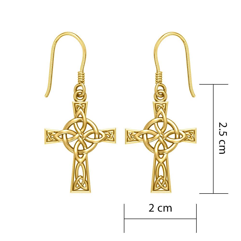 The Celtic Four Point Knot Cross Solid Gold Earrings GER1958