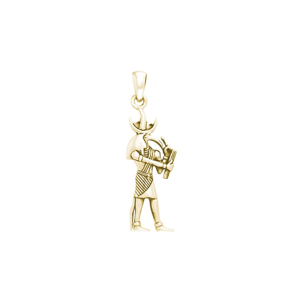 Thoth Egyptian God Solid Yellow Gold Pendant GPD2845