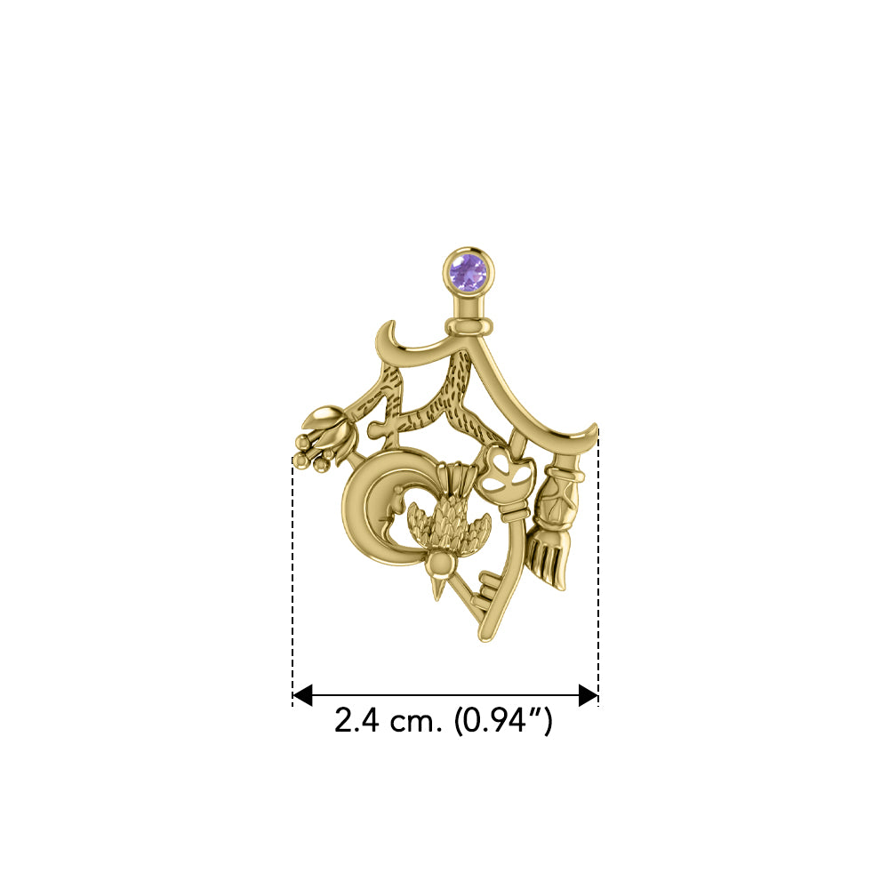 Magical Connections Cimaruta Witch Solid Yellow Gold Jewelry Pendant GPD3133