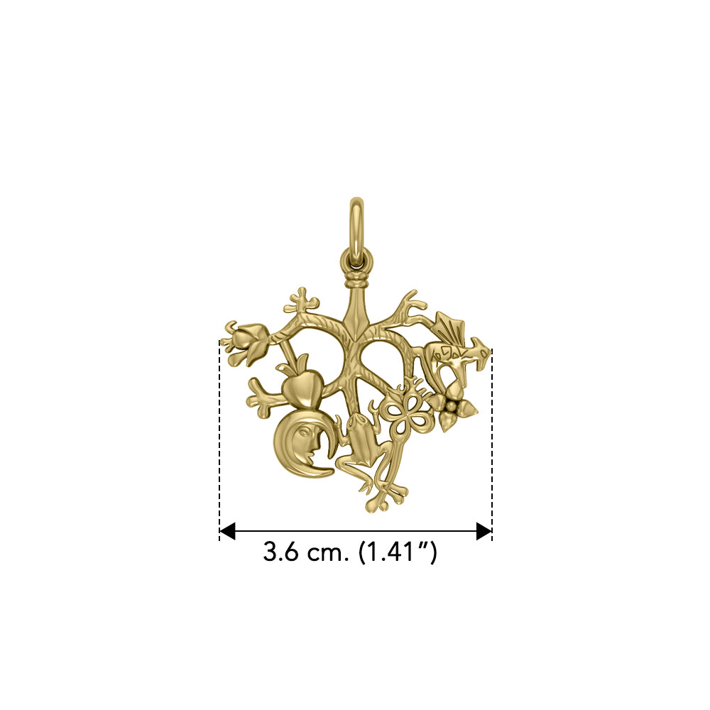 Cimaruta Witch Charm Solid Yellow Gold Pendant GPD3134