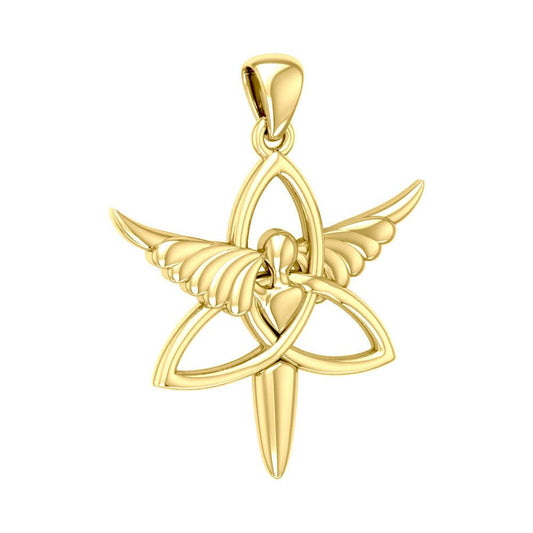 Angel Trinity Knot Sterling Solid Gold Pendant GPD3268