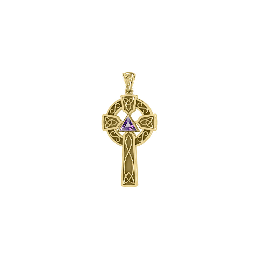 Celtic Knot AA Recovery Cross Solid Yellow Gold Pendant GPD385