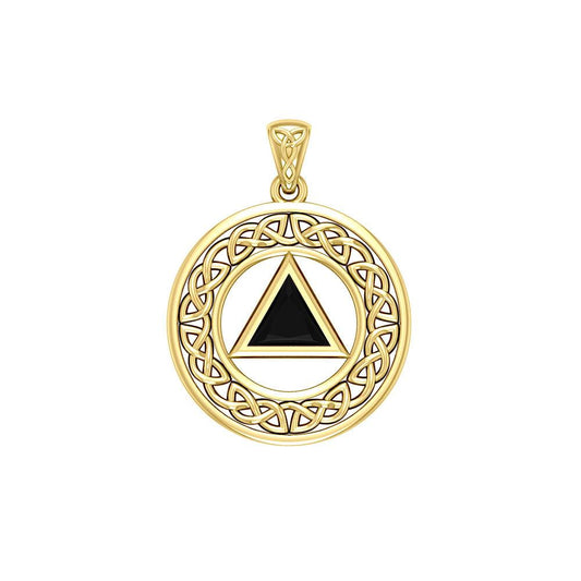 AA Recovery with Celtic Boarder 14K Yellow Gold Pendant GPD3938