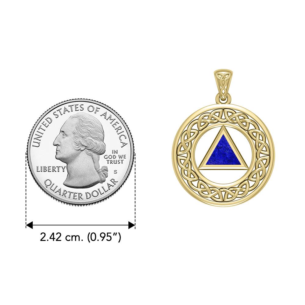 AA Recovery with Celtic Boarder 14K Yellow Gold Pendant GPD3938