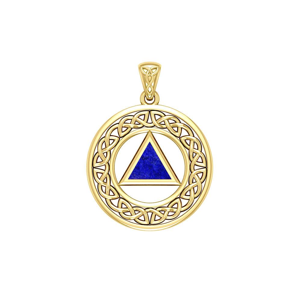 AA Recovery with Celtic Boarder 14K Yellow Gold Pendant GPD3938