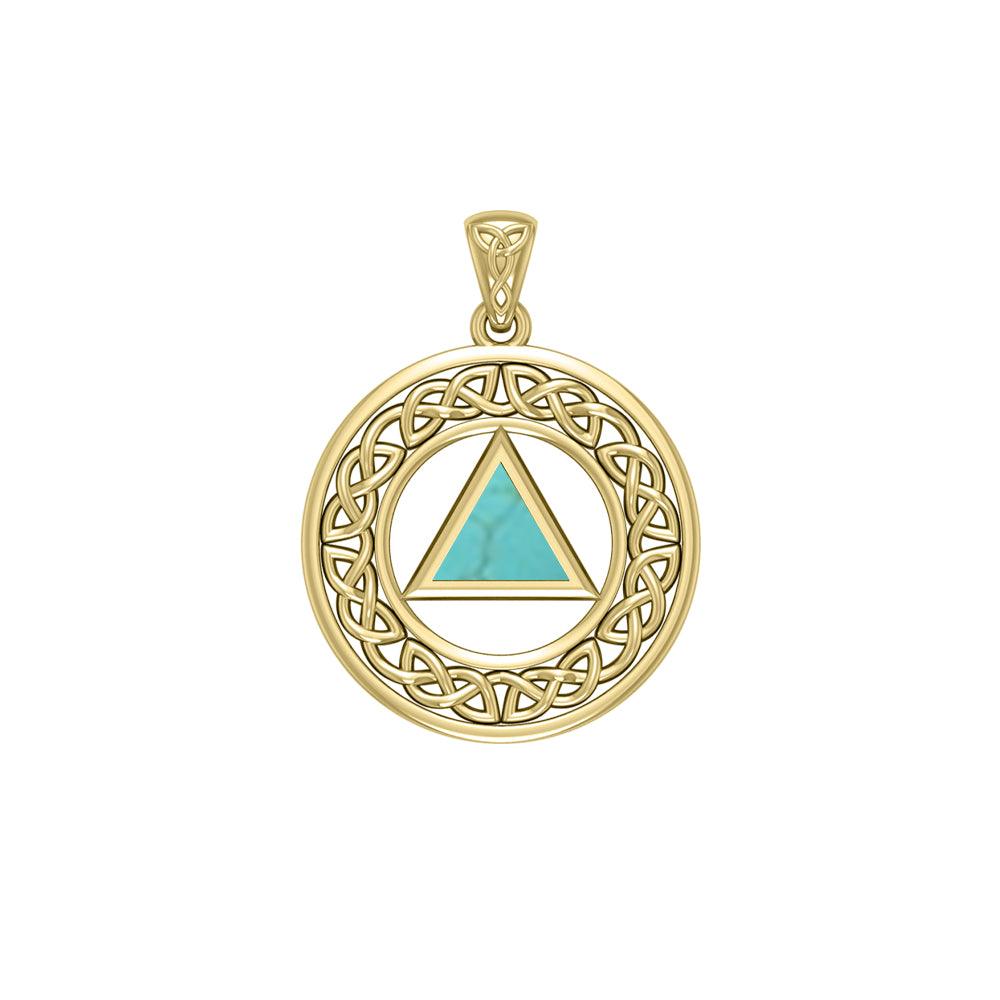 AA Recovery with Celtic Boarder 14K Yellow Gold Pendant GPD3938