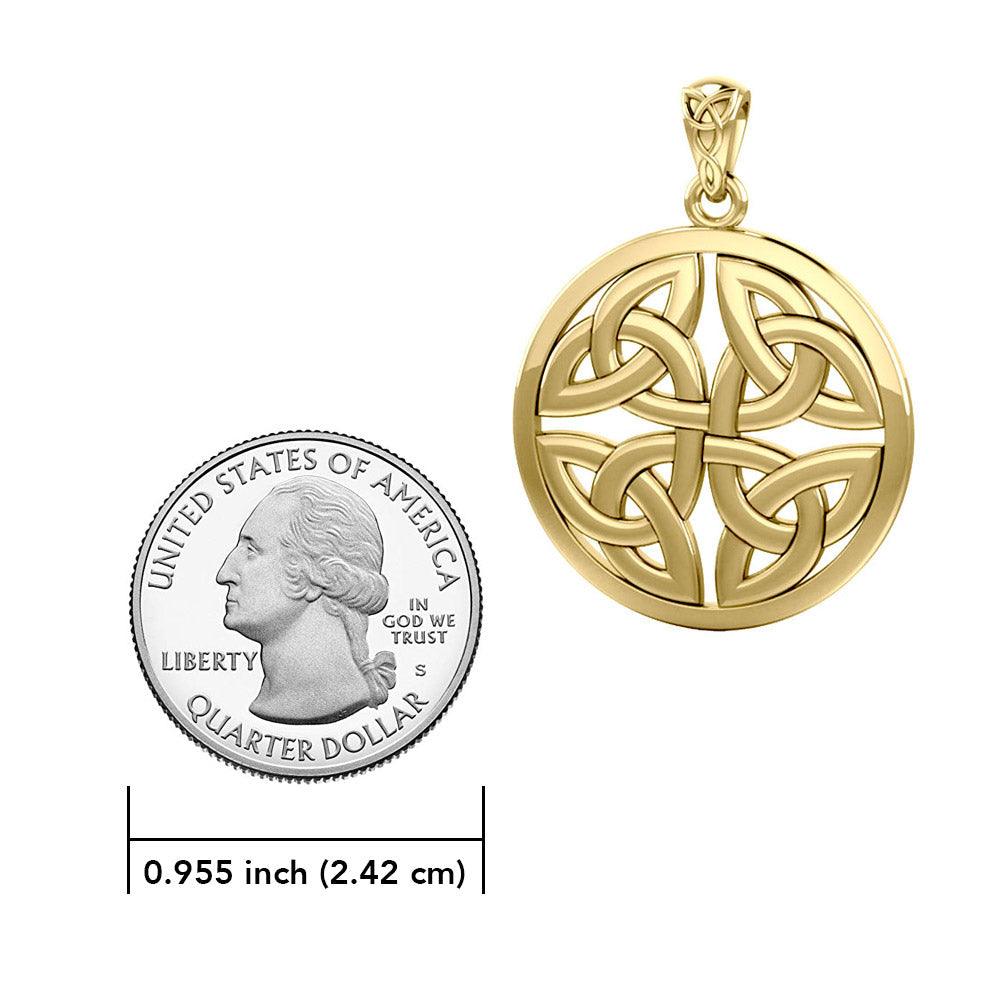 Celtic Trinity Quaternary Knot Solid Gold Pendant GPD4637