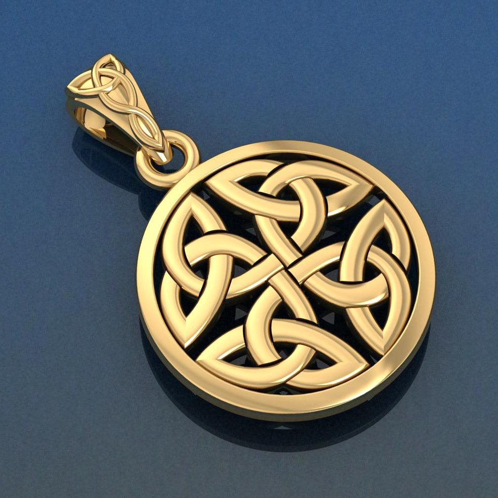 Celtic Trinity Quaternary Knot Solid Gold Pendant GPD4637