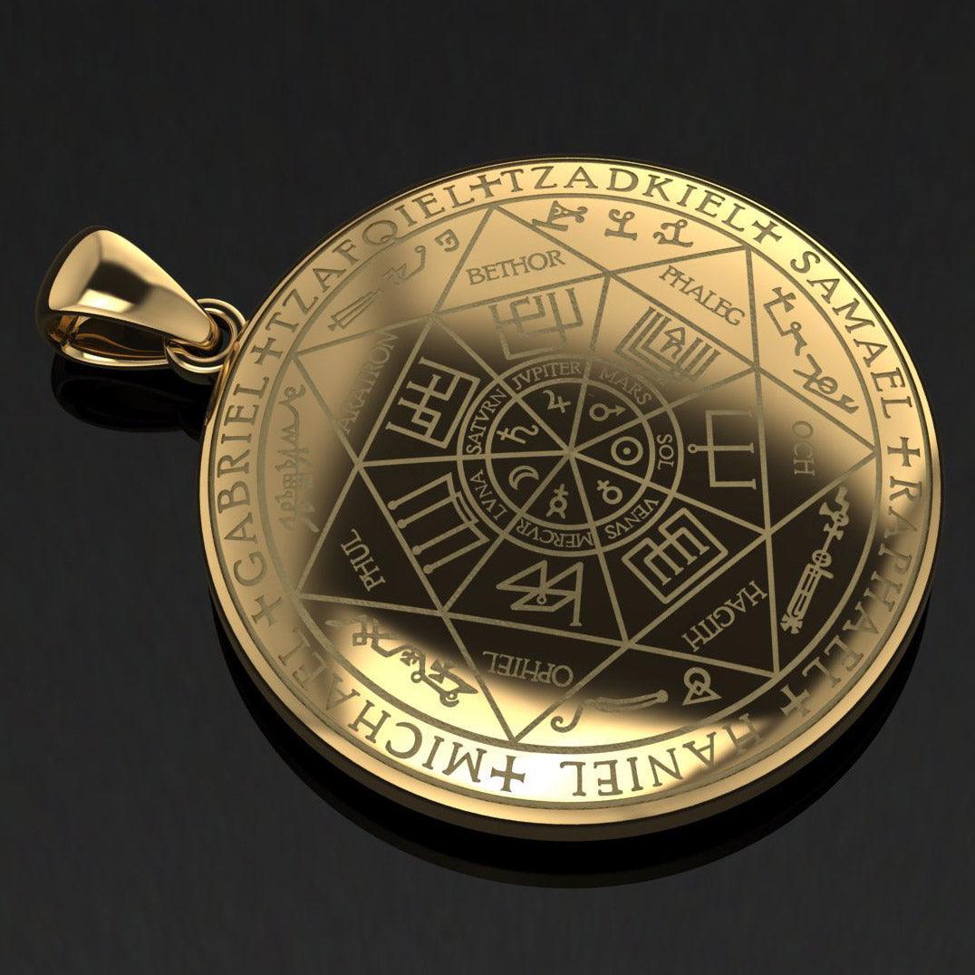 Experience Divine Guidance: The Seven Archangels Solid Gold Pendant - GPD5154 | Embrace Heavenly Protection and Spiritual Connection