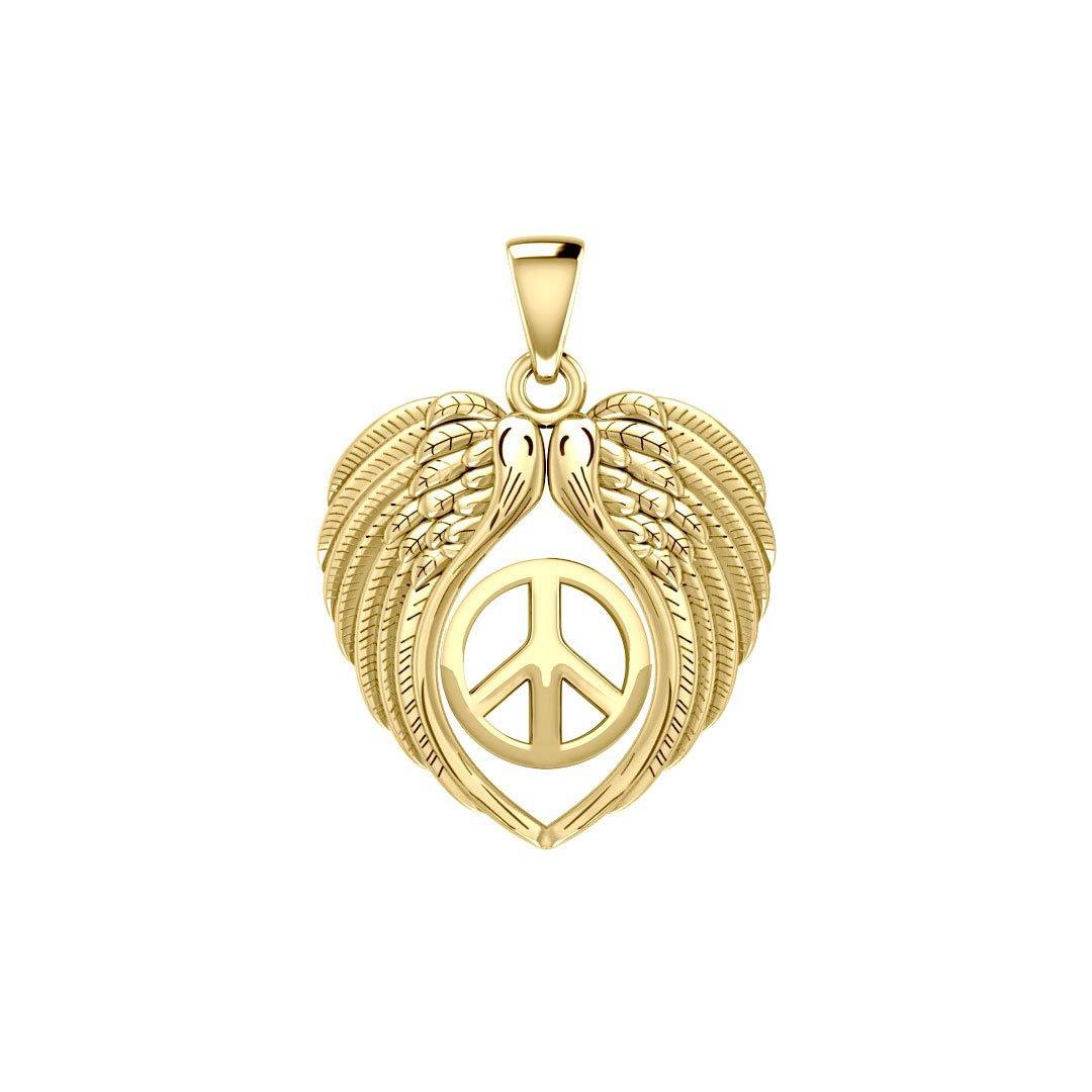 Feel the Tranquil in Angels Wings Solid Gold Pendant with Peace GPD5455