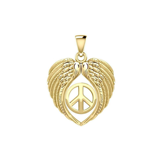 Feel the Tranquil in Angels Wings Solid Gold Pendant with Peace GPD5455