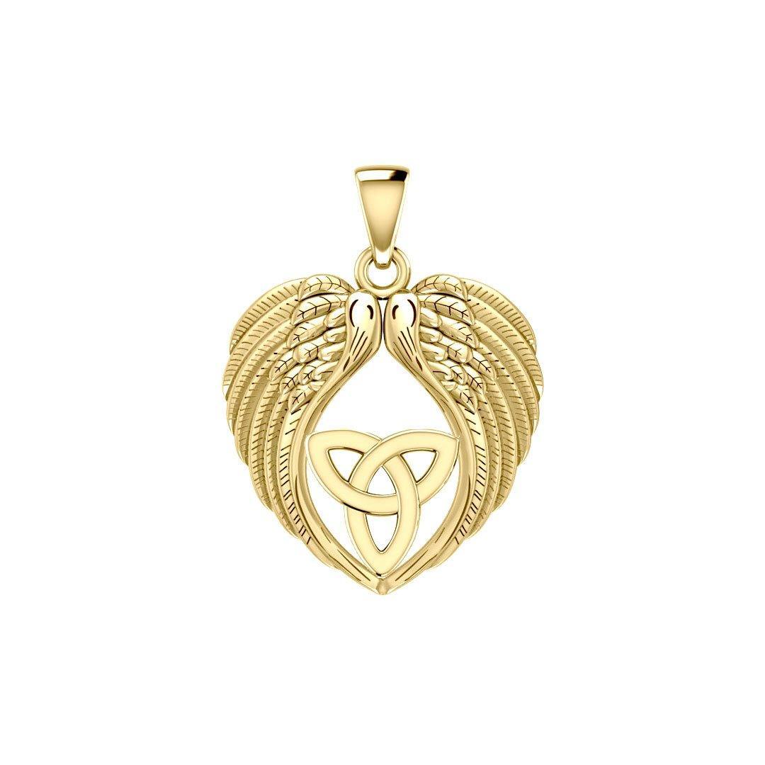 Feel the Tranquil in Angels Wings Solid Gold Pendant with Trinity Knot GPD5456