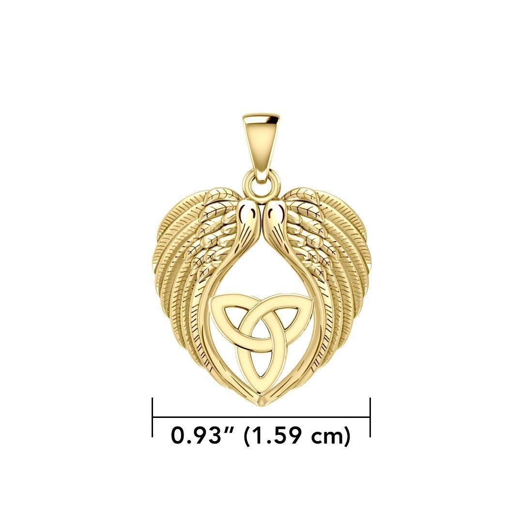 Feel the Tranquil in Angels Wings Solid Gold Pendant with Trinity Knot GPD5456