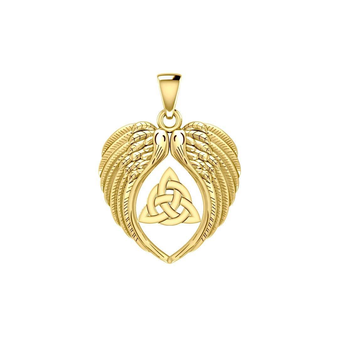 Feel the Tranquil in Angels Wings Solid Gold Pendant with Triquetra GPD5457