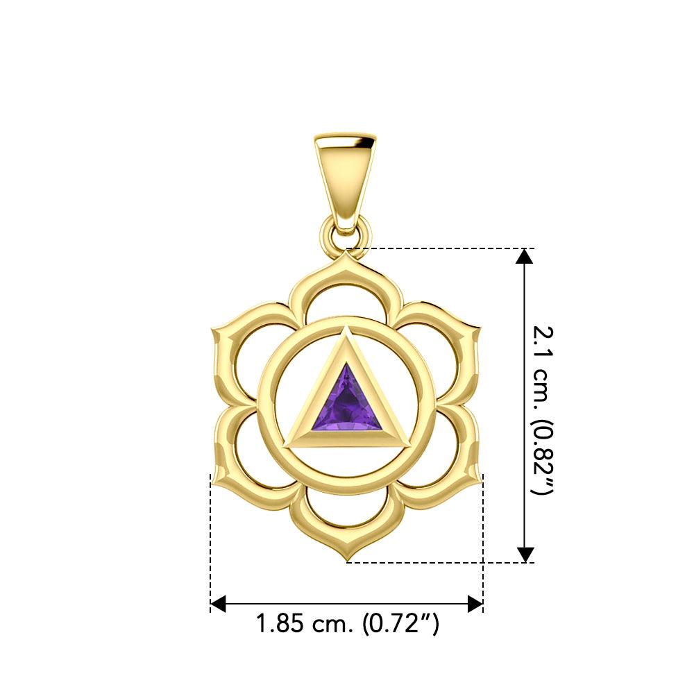 Chakra Recovery Pendant Solid Yellow Gold with Gemstone GPD5838 - Jewelry