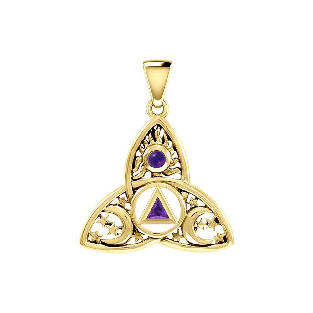 Celtic Trinity Recovery Pendant Solid Yellow Gold with Gemstone GPD5842 - Jewelry