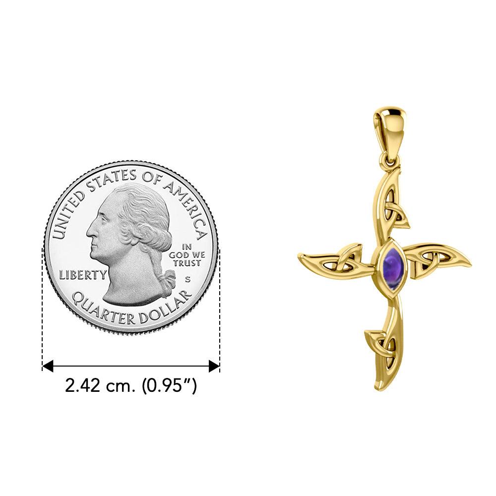 A beautiful statement of pride and faith Celtic Cross Solid Gold Pendant with Gemstone GPD5988