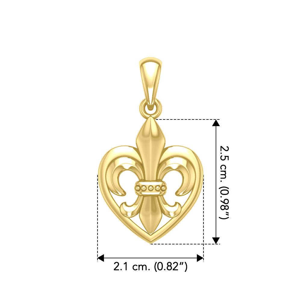 A powerful Yellow Gold Jewelry Pendant Fleur-de-Lis and Heart GPD6067