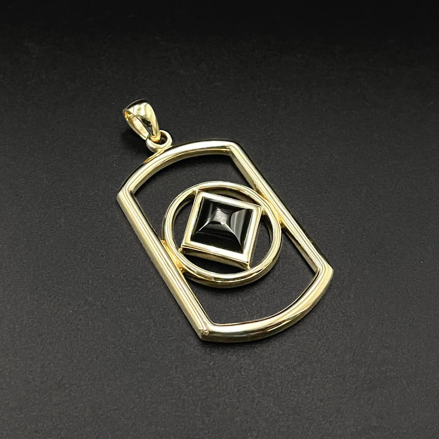 Solid Yellow Gold Rectangle Pendant with Inlay Stone in NA Symbol Shape GPD6165