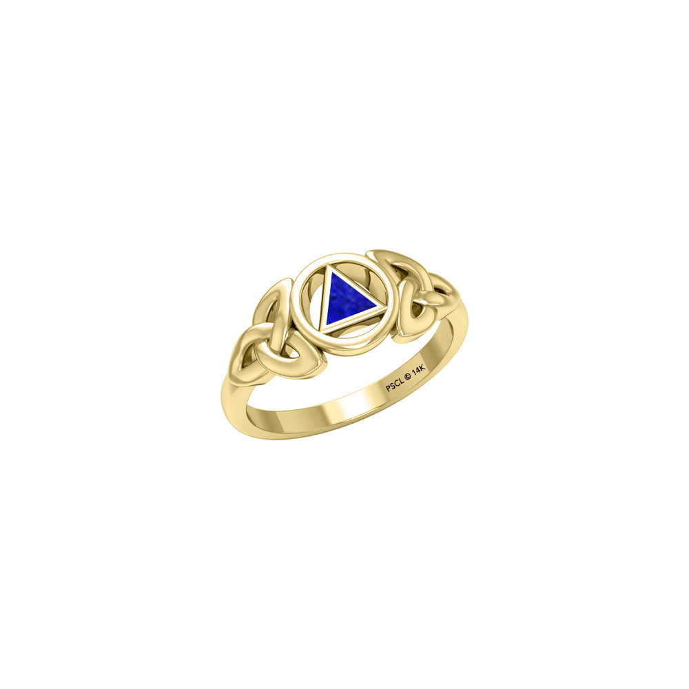 AA Recovery Solid Yellow Gold Ring with Inlay Stone GRI1271