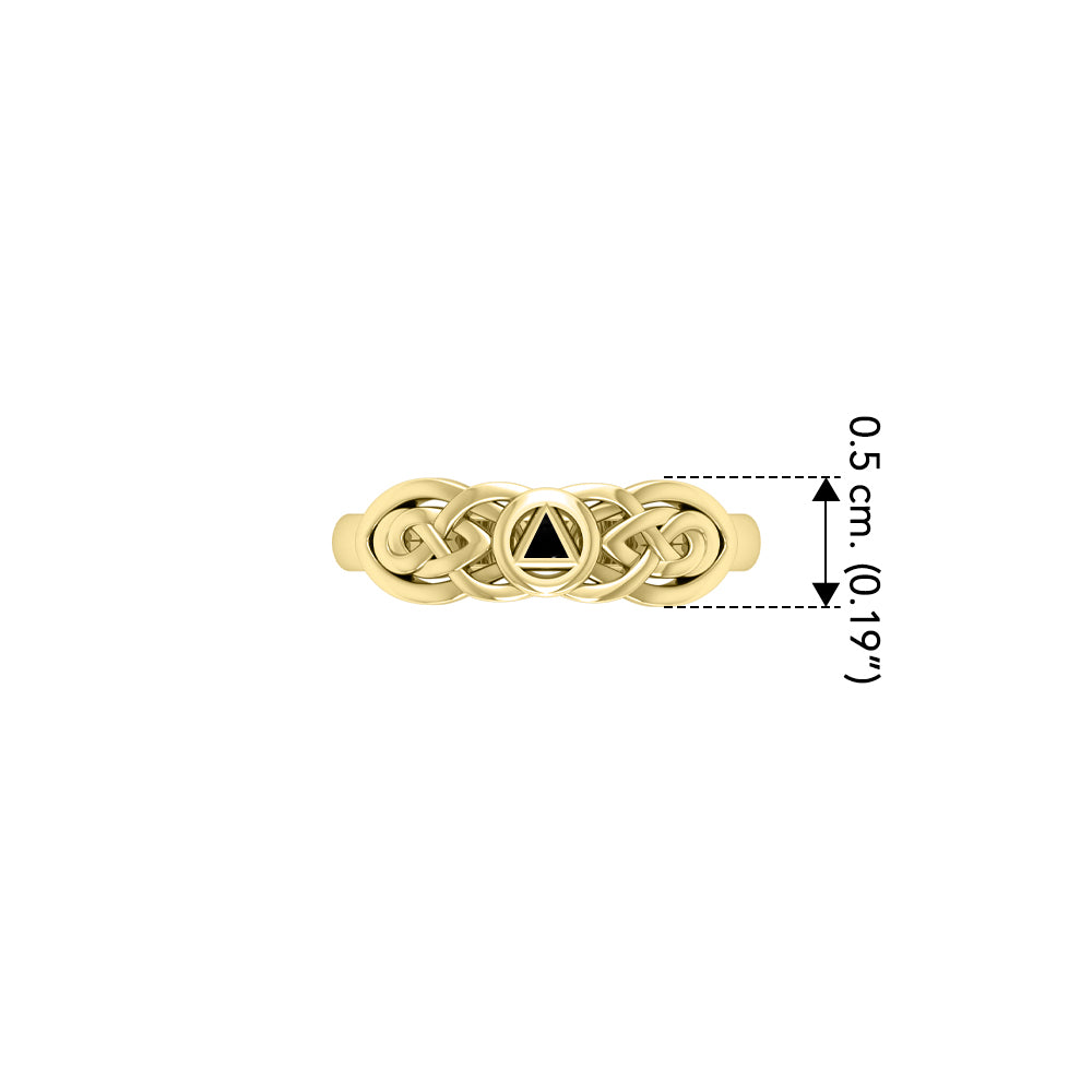 Celtic AA Recovery Inlaid Stone Solid Yellow Gold Ring GRI1272