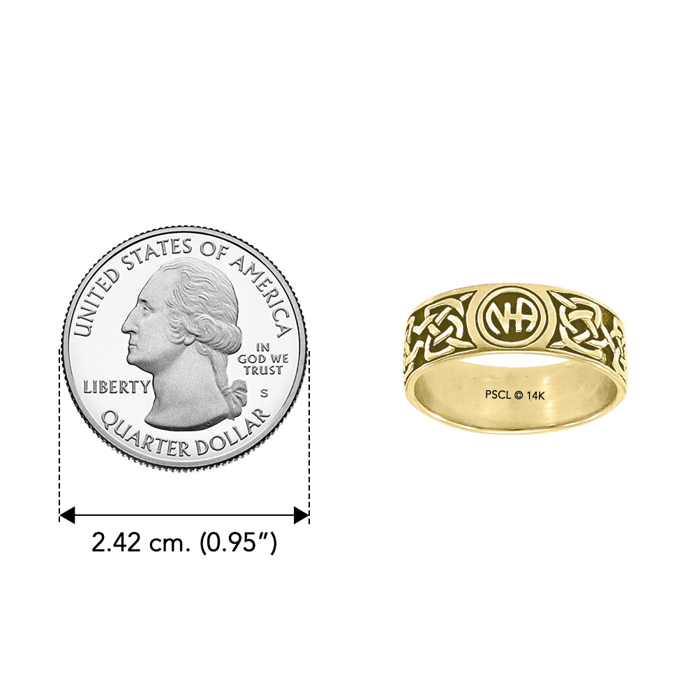 NA Recovery Symbol Solid Yellow Gold Ring GRI1385