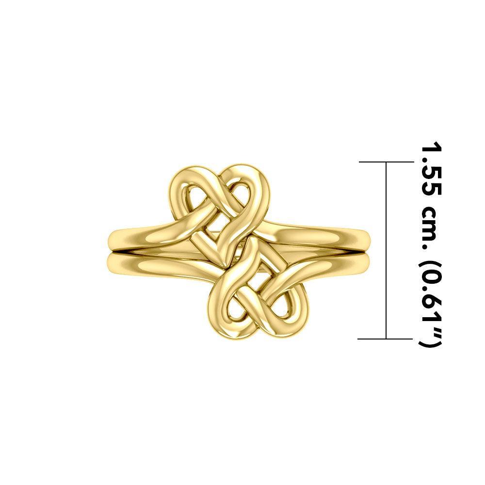 Double Celtic Heart Solid Gold Ring GRI2391