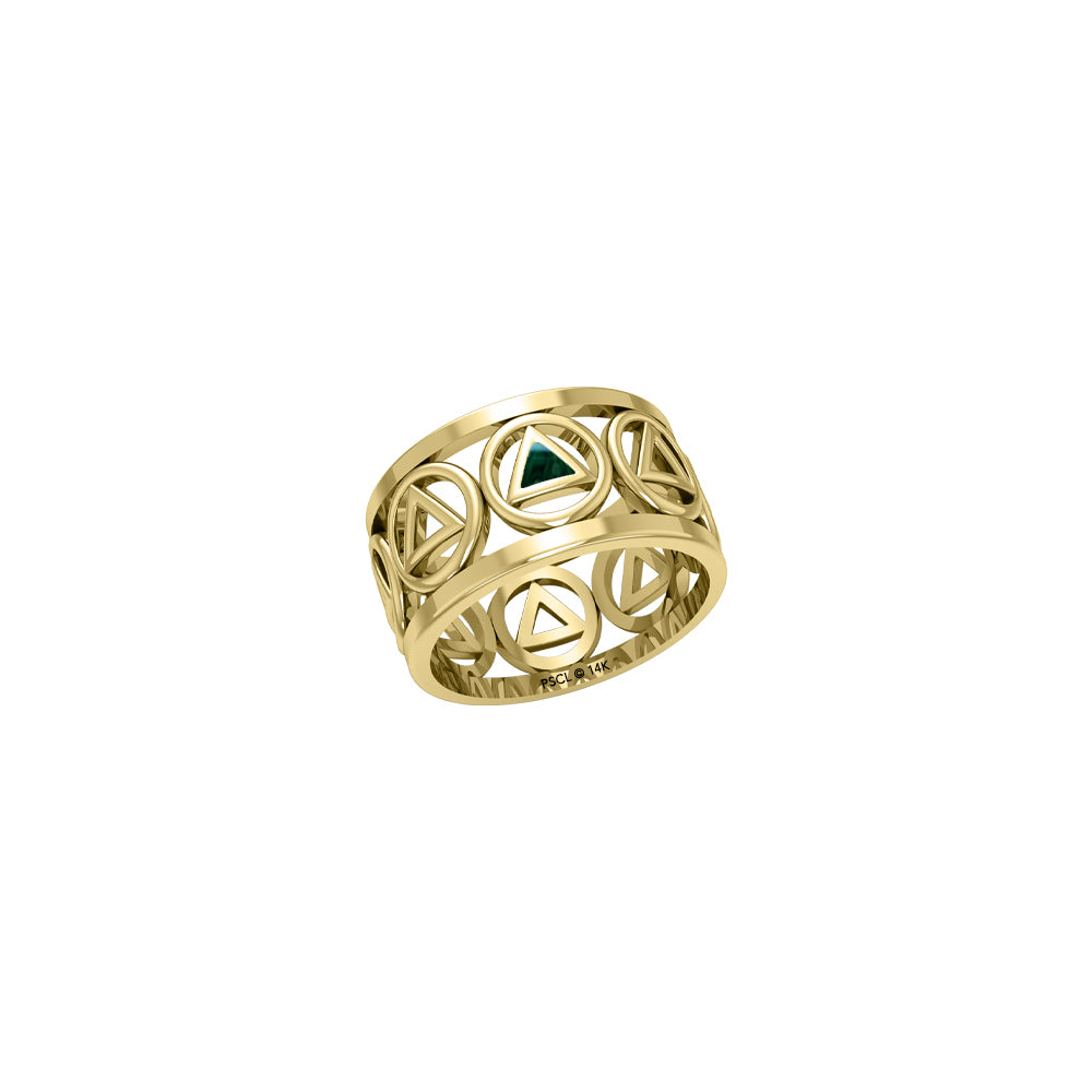 Recovery Solid Yellow Gold Band Ring with Stone Inlay GRI2400