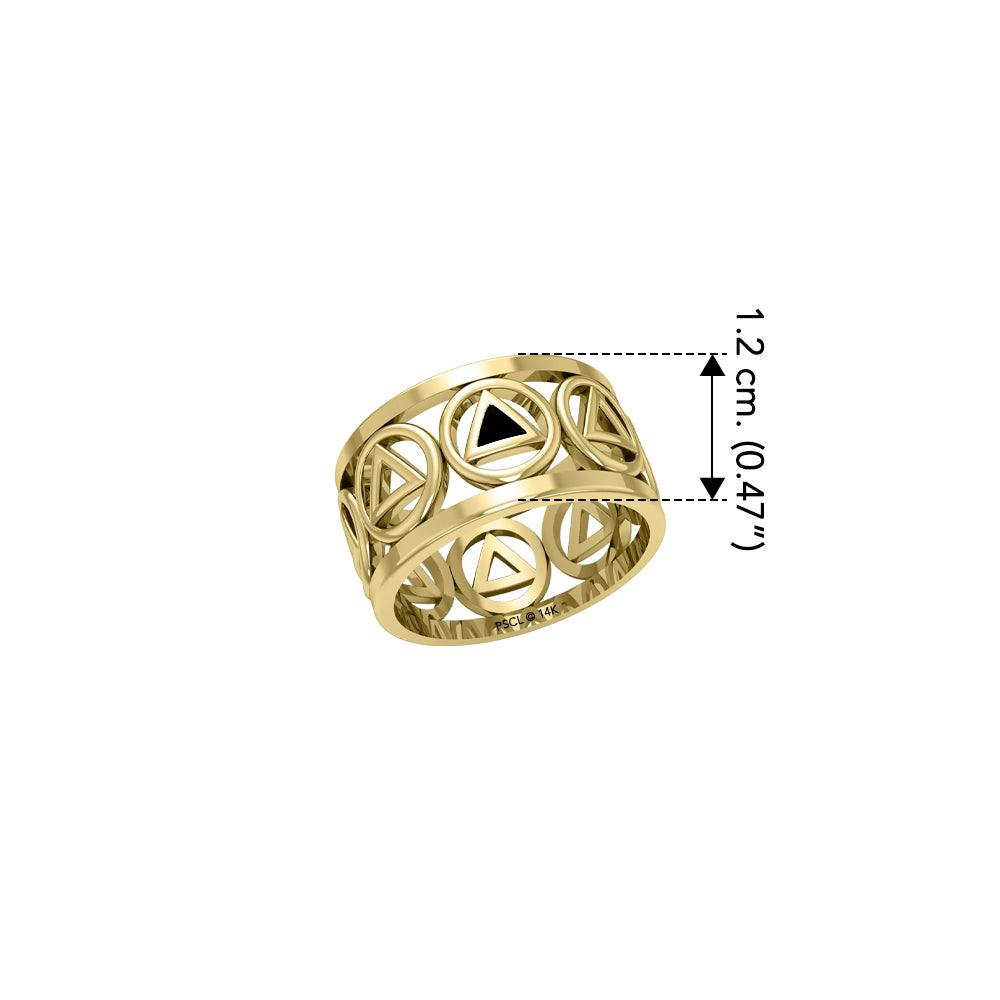 Recovery Solid Yellow Gold Band Ring with Stone Inlay GRI2400