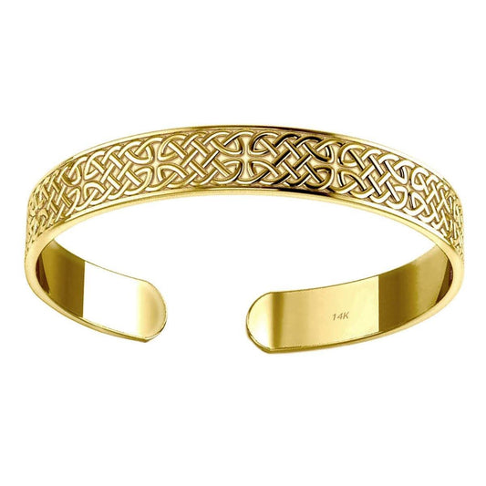 Celtic Knotwork Sterling Solid Gold Cuff Bracelet GTBG059 - Jewelry