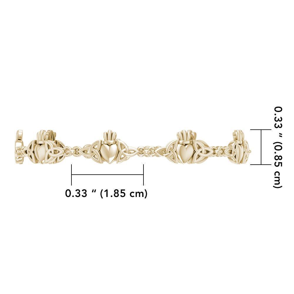 Celtic Trinity Claddagh Solid Gold Link Bracelet GTBG368 - Jewelry