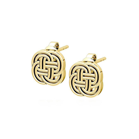 Celtic Knotwork Solid Gold Post Earrings GTE1038 - Jewelry