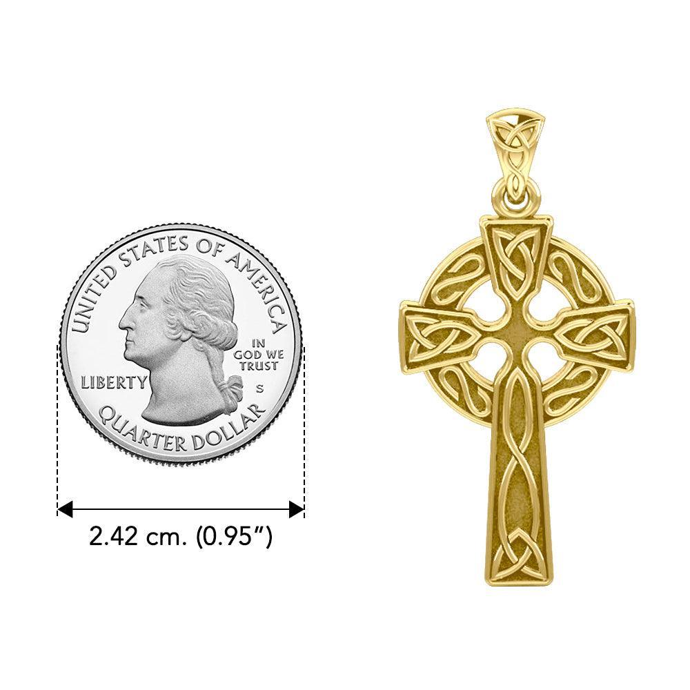 Celtic Knotwork Cross Yellow Gold Pendant GTP037