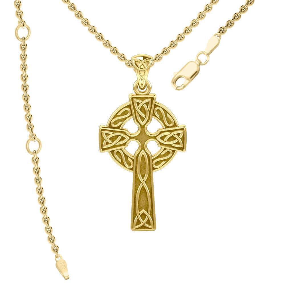 Celtic Knotwork Cross Yellow Gold Pendant GTP037