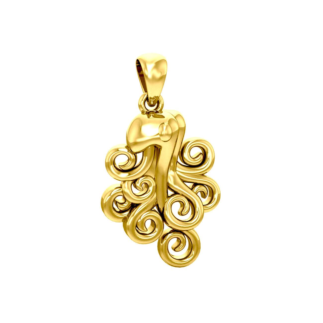 A mystical flexibility ~ Solid Gold Octopus Pendant Jewelry GTP1706