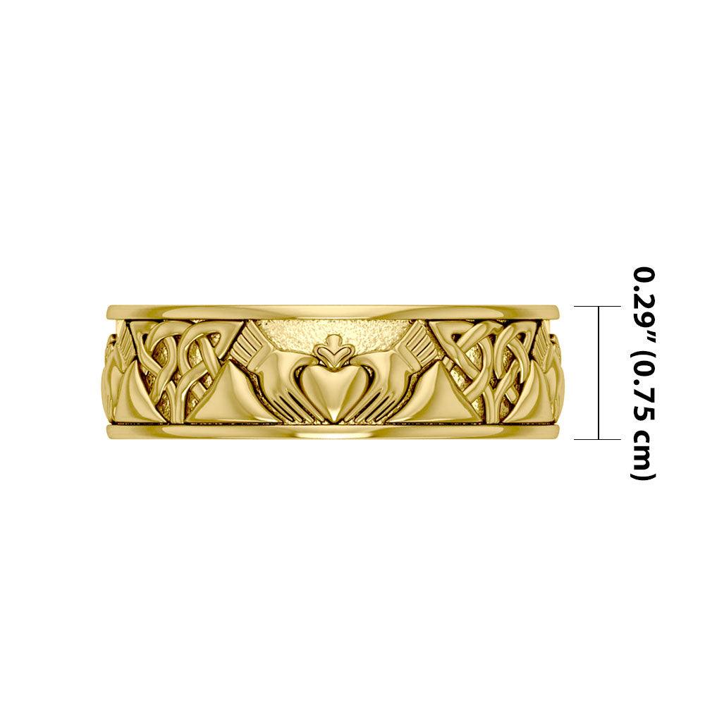 A love to last a lifetime ~ Celtic Knotwork Claddagh 14K Solid Gold Ring GTR3355